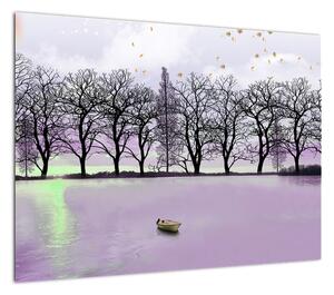 Obraz - Łodka na jeziorze (70x50 cm)