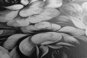 Obraz impresjonistyczny świat kwiatów w wersji czarno-białej