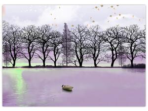 Obraz - Łodka na jeziorze (70x50 cm)