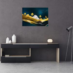 Obraz - Jeleń w krajobrazie (70x50 cm)
