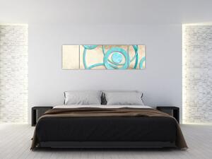 Obraz - Niebieskie koła na akwareli (170x50 cm)