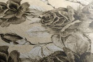 Obraz bukiet róż w stylu vintage w sepii