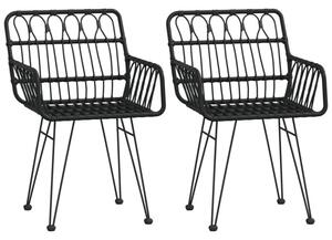 Krzesła ogrodowe, 2 szt., czarne, 56x64x80 cm, rattan pe
