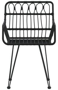 Krzesła ogrodowe, 2 szt., czarne, 56x64x80 cm, rattan pe