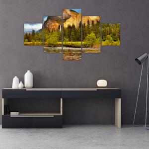 Obraz- Skały nad jeziorem (125x70 cm)