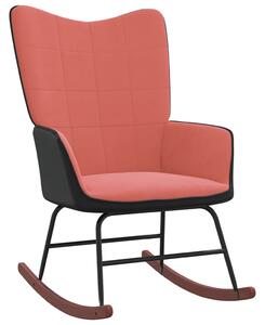 Fotel bujany, różowy, aksamit i PVC