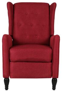 Rozkładany fotel masujący, winna czerwień, obity tkaniną