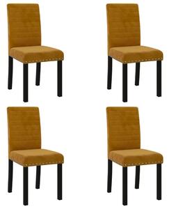 Krzesła stołowe, 4 szt., brązowe, obite aksamitem