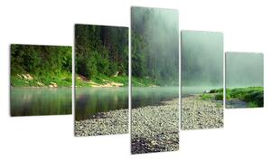 Obraz - rzeka przy lesie (125x70 cm)