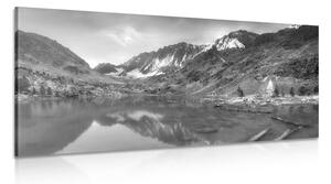 Obraz majestatyczne góry w wersji czarno-białej
