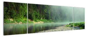 Obraz - rzeka przy lesie (170x50 cm)