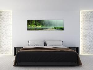 Obraz - rzeka przy lesie (170x50 cm)
