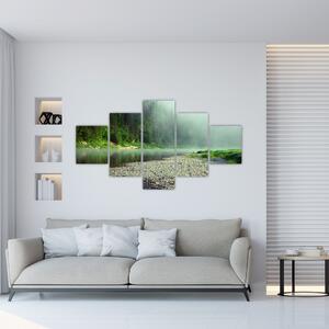 Obraz - rzeka przy lesie (125x70 cm)