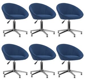 Obrotowe krzesła stołowe, 6 szt., niebieskie, obite tkaniną