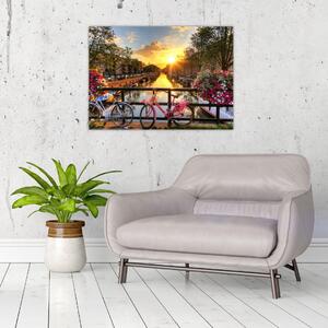 Obraz - Wschód słońca w Amsterdamie (70x50 cm)