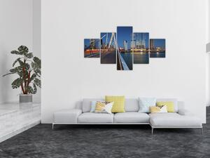 Obraz - Zmierzch w Rotterdamie, Holandia (125x70 cm)