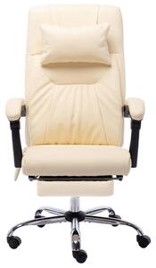 Krzesło biurowe z funkcją masażu, kremowe, sztuczna skóra