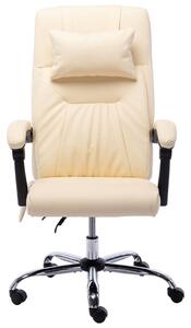 Krzesło biurowe z funkcją masażu, kremowe, sztuczna skóra