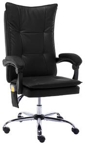 Krzesło biurowe z funkcją masażu, czarne, obite sztuczną skórą