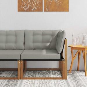 Zestaw mebli ogrodowych z akacji z komfortowymi poduszkami i modułowym designem