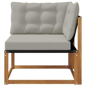 Zestaw mebli ogrodowych z akacji z komfortowymi poduszkami i modułowym designem
