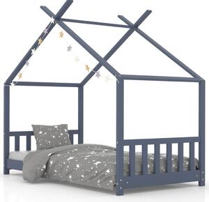 Rama łóżka dziecięcego, szara, lite drewno sosnowe, 70 x 140 cm