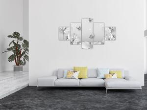 Obraz - Kwiatowy wzór z motylkami (125x70 cm)