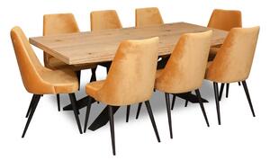 ZESTAW MEBLI: Rozkładany Stół Dębowy SJ50 200/100 cm + 8 krzeseł KJ kubełek OLO