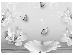 Obraz - Kwiatowy wzór z motylkami (70x50 cm)