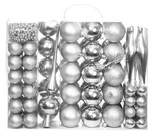112-częściowy zestaw ozdób choinkowych, w kilku kolorach-srebrny