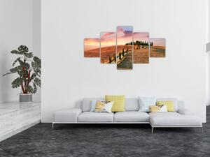 Obraz - Dom na wzgórzu, Toskania, Włochy (125x70 cm)