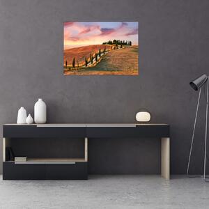 Obraz - Dom na wzgórzu, Toskania, Włochy (70x50 cm)
