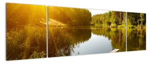 Obraz - Jezioro w pobliżu lasu (170x50 cm)