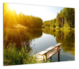 Obraz - Jezioro w pobliżu lasu (70x50 cm)