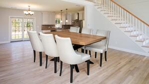 Zestaw mebli: Stół rozkładany SJ50 160/90 + 2x40 cm + 6 krzeseł KW100 Skóra naturalna