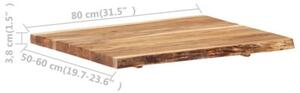 Blat, lite drewno akacjowe, 80x(50-60)x3,8 cm