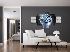 Obraz - Motyl na ścianie (125x70 cm)