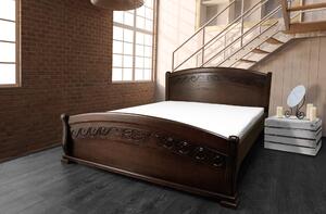 Łóżko drewniane Cezar z rzeźbą 140/200 cm dębowa sypialnia