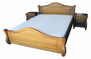 Łóżko drewniane IKAR 160×200 cm dębowe ze stelażem kolor drewna + 2 szafki nocne