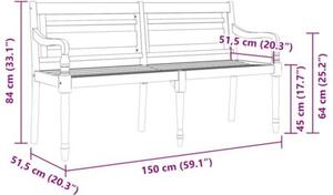 Ławka batavia z czarna poduszką, 150 cm, lite drewno tekowe