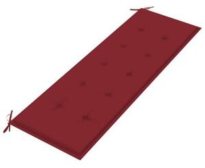Ławka batavia z czerwoną poduszką, 150 cm, lite drewno tekowe