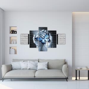 Obraz - Motyl na ścianie (125x70 cm)