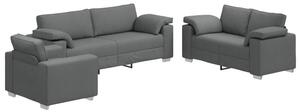 Sofa 3 szt. ciemnoszary tkanina lniana