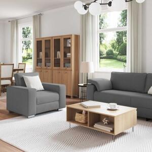 Sofa 3 szt. ciemnoszary tkanina lniana