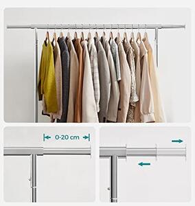 Wieszak na ubrania IRENE na kółkach, max. 130 kg, 150x45x160 cm, srebrny SongmicsHome