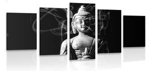 5-częściowy obraz statuetka Buddy w czarnobiałym kolorze