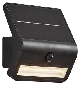 Zewnętrzna lampa ścienna czarna z LED IP54 z czujnikiem ruchu solarna - Floody