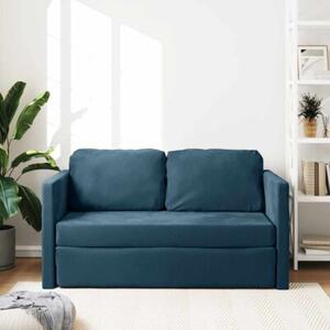 Sofa podÅogowa 2-w-1, niebieska, 122x204x55 cm, aksamit