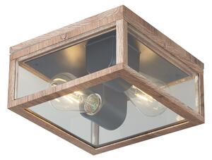 Industrialna lampa sufitowa z nadrukiem drewna IP44 2-źródła światła - Charlois