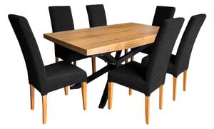 Stół rozkładany SJ50 160/88 + 2x40 cm + 6 krzeseł KJ41